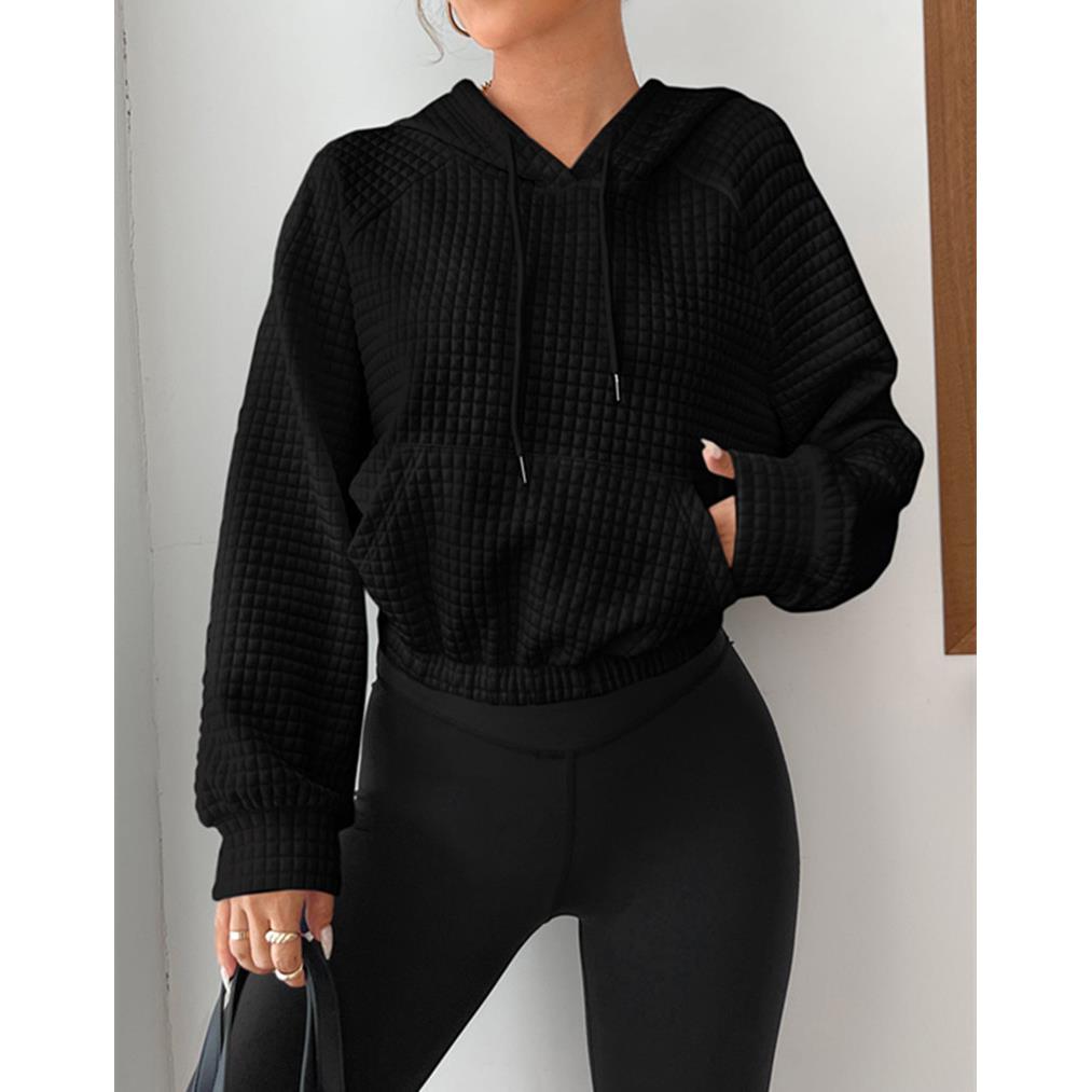 autumn winter womens sweatshirt new small grid round neck