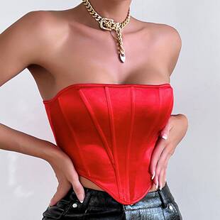 Shiny tube top diamond shaped navel-baring backless