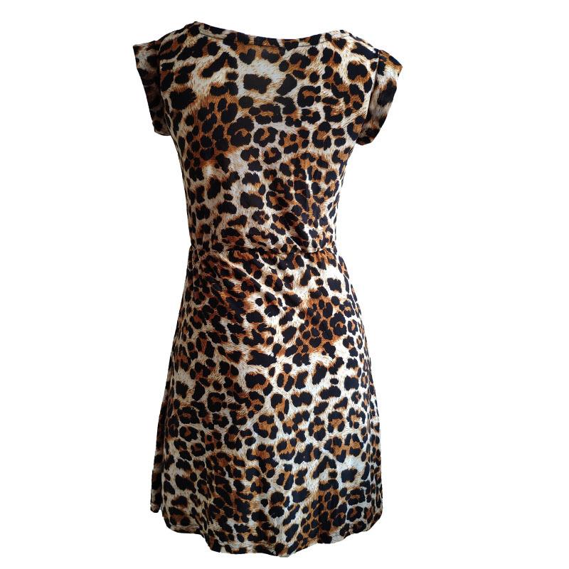 dress print leopard neck round sexy nightclub dress print