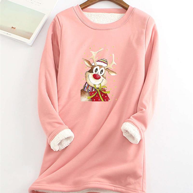 Warm fleece base shirt with Christmas elements printed