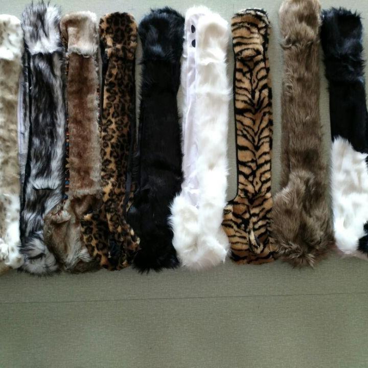 three-piece hat animal scarf all-in-one furry Fur cute