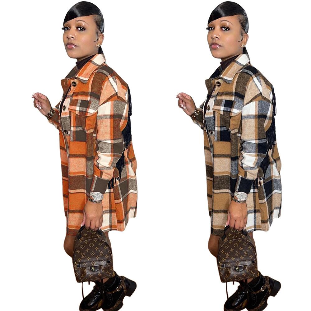 blazer woman autumn fashion plaid pattern double breasted
