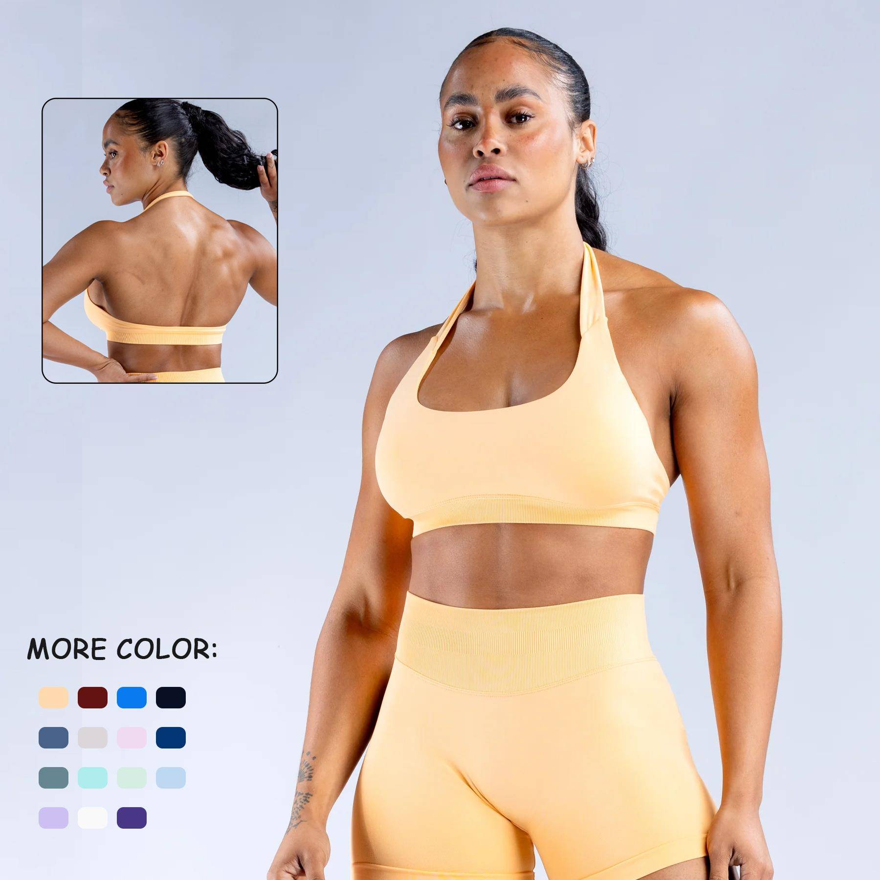 Seamless backless halter neck sports vest for women high