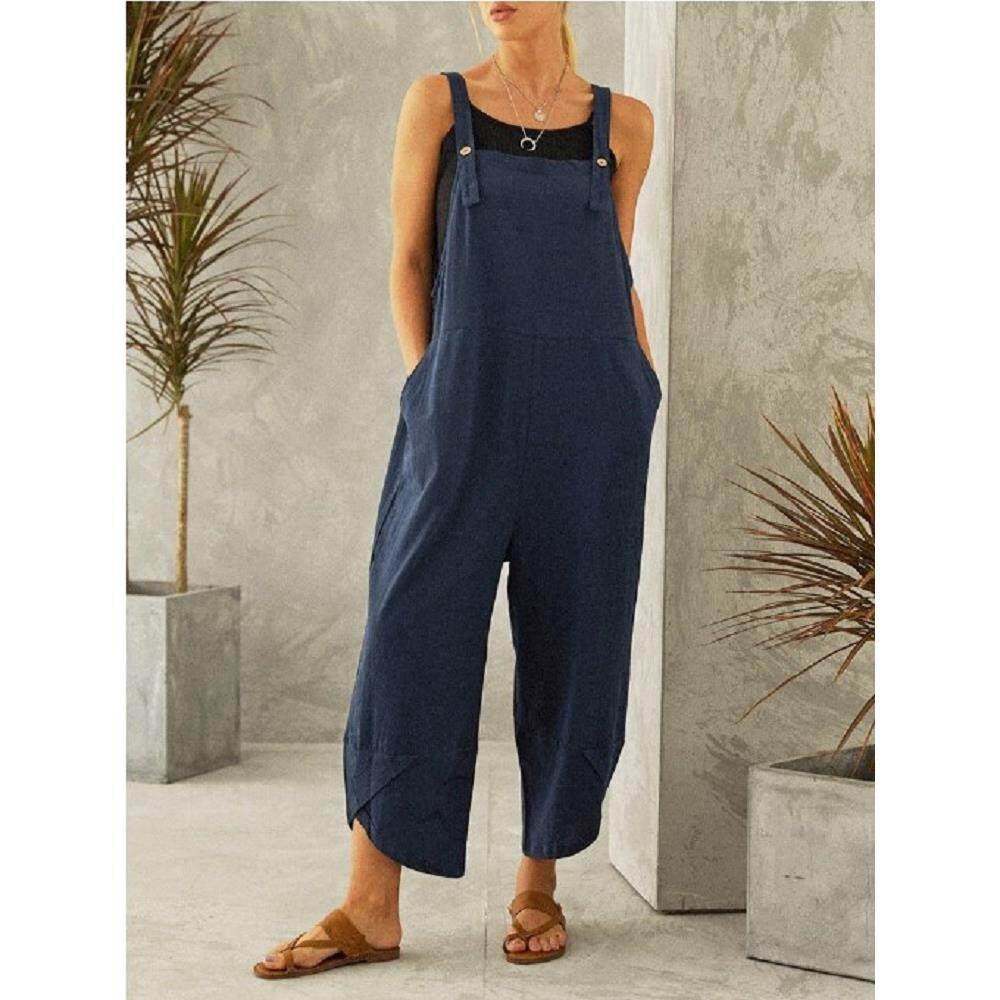 jumpsuits rompers lady summer leg button strap denim pants