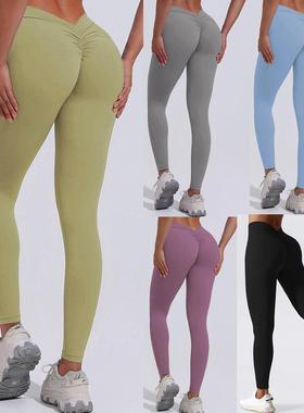 high training elastic pants leggings yoga pleated trousers