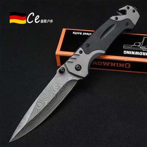 大马士革纹高硬度便携多功能折刀