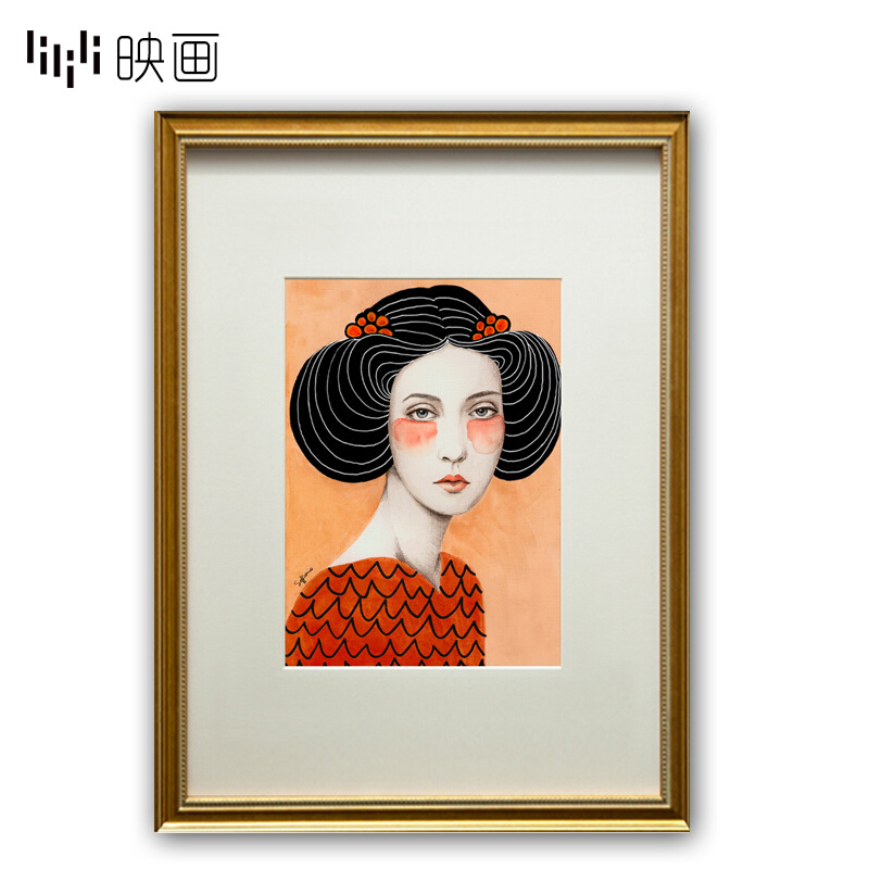 新品轻奢欧式美女卡纸q画别墅装饰画客厅餐厅复古画玄关楼梯样板图片