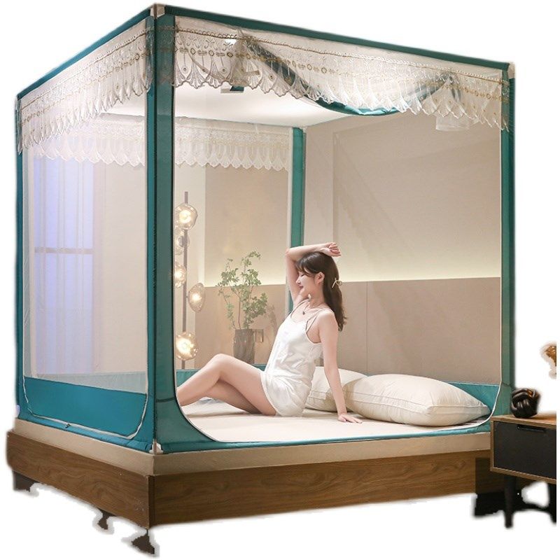 网红全封闭蒙古包防摔儿童防护栏全底坐床式蚊帐2023新款家用卧室