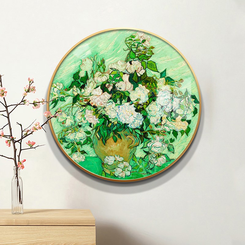 梵高壁画圆形装饰画客厅沙发背景墙丰收抽象油画玄关餐厅艺术挂画图片