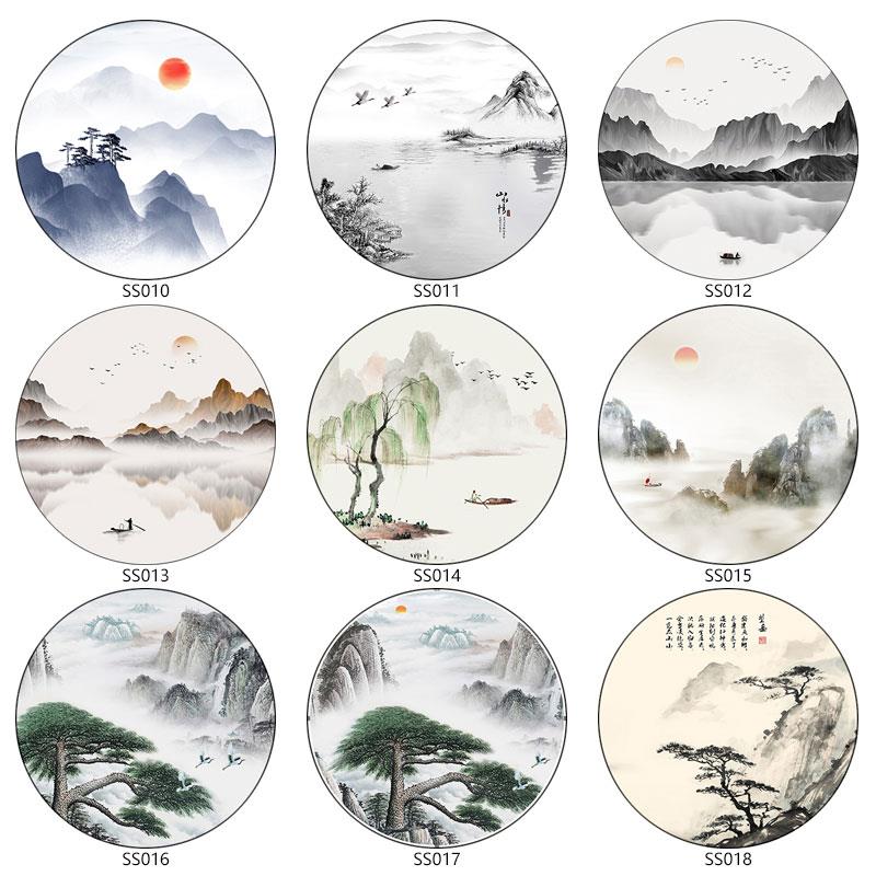 新中式屏风纱画乔其纱定制屏风花格专用半透明画布山水花鸟风景画