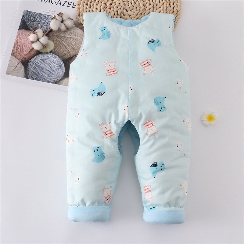 纯棉花婴儿手工棉花棉裤男女儿童背带裤冬季宝宝开档保暖裤背带裤