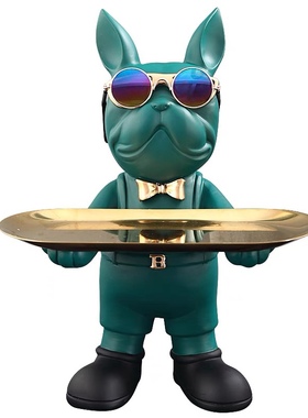 法斗犬玄关钥匙收纳糖果盘入户鞋柜摆设客厅酒柜电视柜装饰品摆件