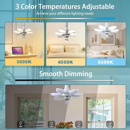 遥控LED灯泡可折叠E27螺口风扇灯小型吊扇灯泡卧室餐厅客厅节能灯