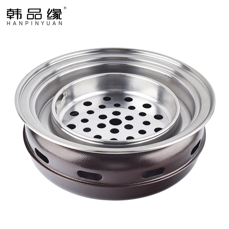 无烟烧烤炉商用炭烤炉圆形家用不粘烤肉炉大号煎肉锅木炭烧烤架