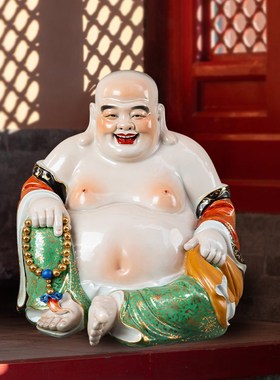 景德镇弥勒佛摆件佛像家用客厅店铺办公室菩萨大肚笑佛摆件工艺品