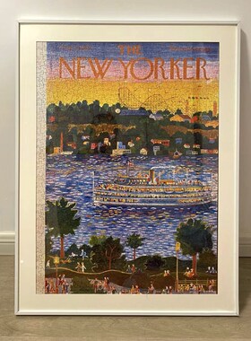 纽约客拼图框白色铝合金拼图相框定制48.9*67.6卡纸留白画框裱框