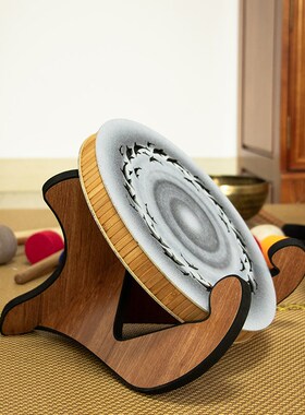 梵木果 溪水鼓支架桌面摆件木架子竹质木质台式音疗客厅支架