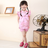 旗袍婴儿服抓周周岁礼服 中国风宝宝连衣裙中式 女童唐装 夏儿童套装