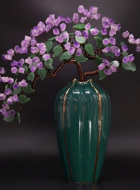 紫水晶发财树摇钱树客厅招财酒柜玄关装饰品开业结婚乔迁新居送礼