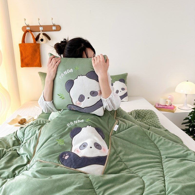 卡通可爱抱枕被子两用女生午睡枕头折叠毯子二合一午休靠枕可收纳