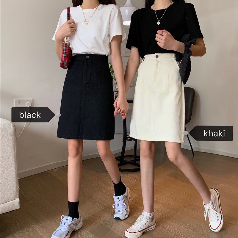 大码黑色牛仔半身裙女高腰百搭A字显瘦短裙包臀裙学生显瘦一步裙