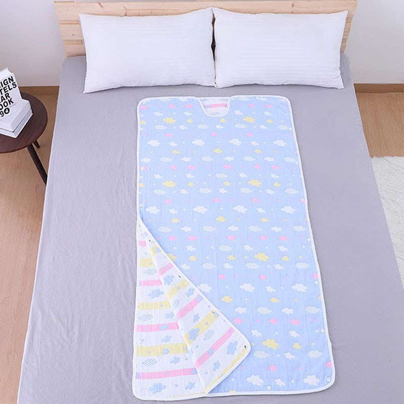 冬暖气房夏空调房薄2-16岁儿童睡袋3-6层纯棉纱布大童成人防踢被