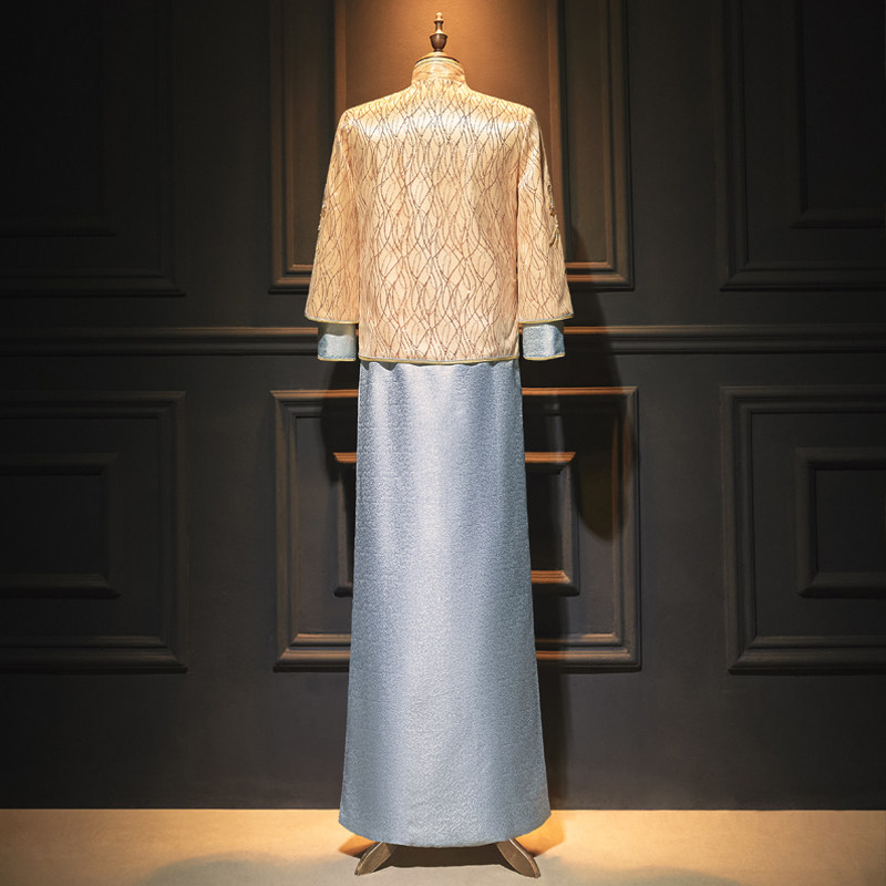 男士结婚秀禾服2023年新款中式结婚礼服新郎大码接亲香槟唐装婚服