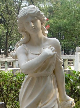 欧式大型人物雕塑室外室内园林景观玻璃钢的摆件设装饰含羞小少女