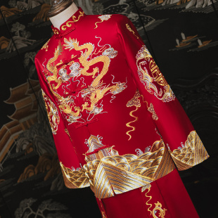 秀禾服男装2021夏季新款中式结婚新郎敬酒礼服汉服古装婚服龙凤褂