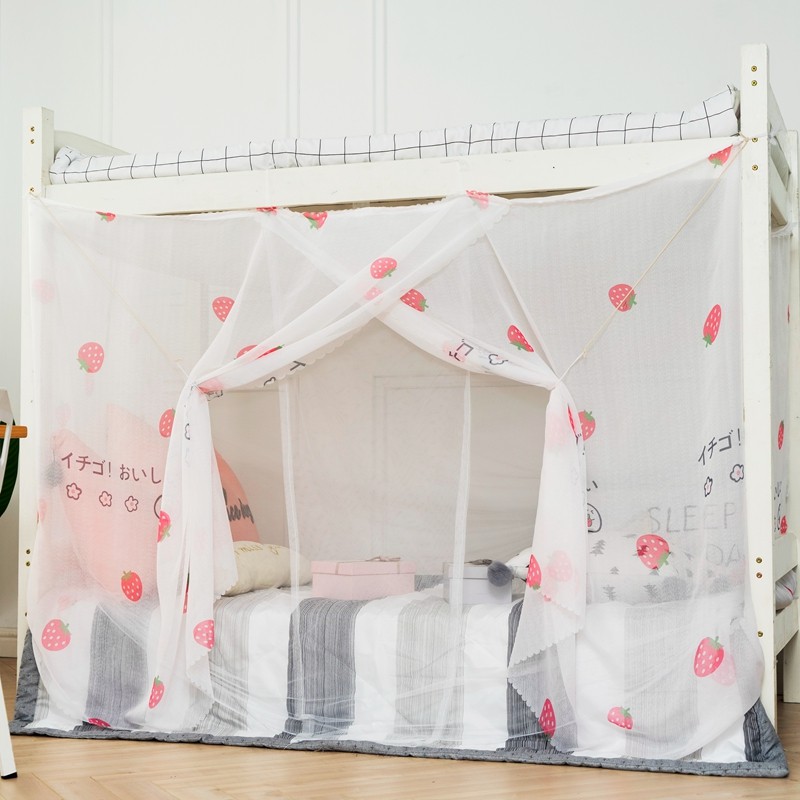 大学生宿舍公主风蚊帐床帘上铺下铺0.9m纱单人床加密防蚊带防尘顶