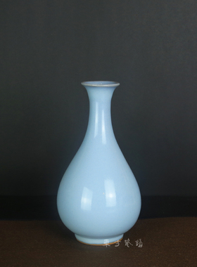 汝窑花器玉壶春瓶汝瓷摆件天青釉花器花插家居饰品客厅插花中式