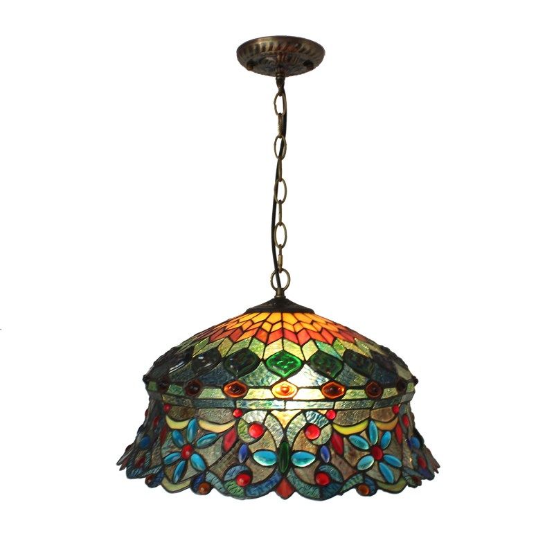 木槿花拉线灯玻璃灯饰彩色复古美灯具休闲卧室客厅婚房灯公主房灯