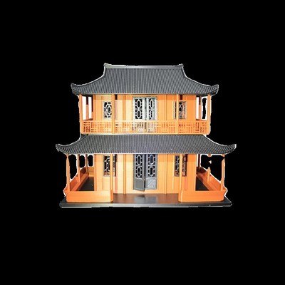 3d打印古建筑微景观造景中式建筑摆件盆景假山鱼缸模型古韵环保