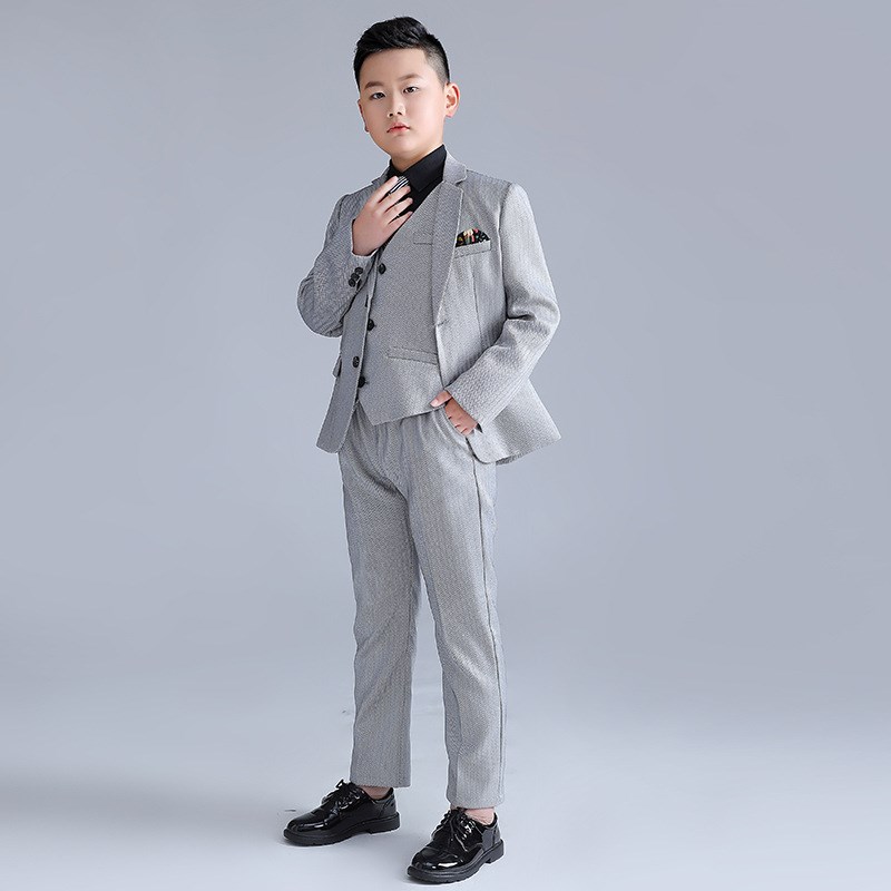 大童礼服男童西装套装春秋胖童加肥加大花童西服儿童主持人演出服