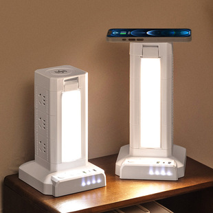 立式塔形插座多功能带USB充电办公多孔排插家用LED台灯带线插线板