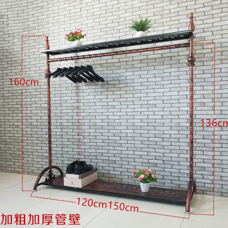 复古铁艺服装店展示架鞋架包架落地式男女童装服装货架单杠衣帽架