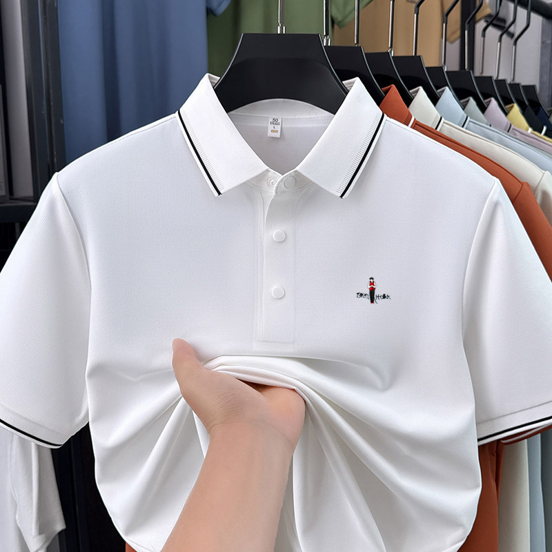 奥莱撤柜高档男士短袖商务百搭翻领POLO衫夏季休闲刺绣纯色T恤