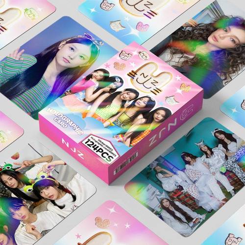 124张镭射小卡NJZ闪卡NEWJEANS收藏照片卡迷你贴纸双面LOMO卡贺卡