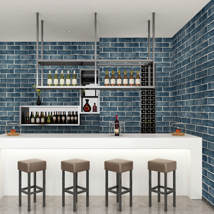 砖纹防水自粘墙纸自贴壁纸背胶新款胶水PVC2层抽象型出口石砖壁布