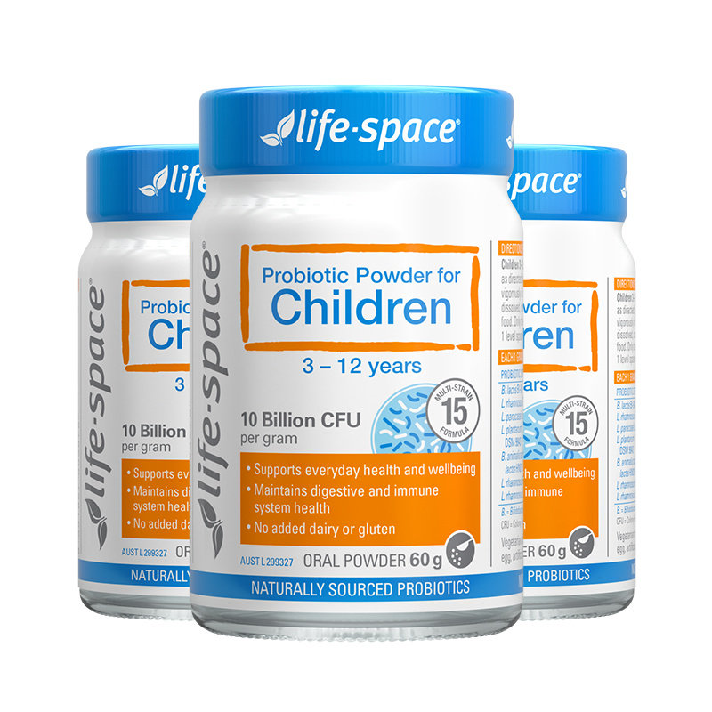 澳洲进口lifespace儿童益生菌粉3-12岁宝宝调理肠胃益生元60g3瓶