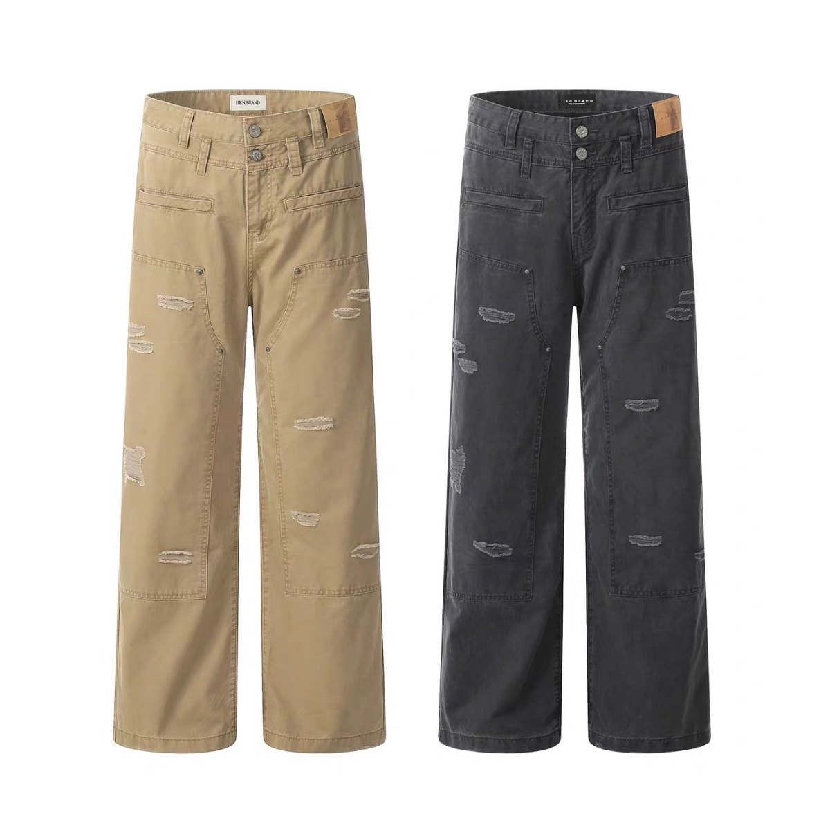 美式复古做旧破洞拼接宽松直筒休闲裤潮牌男女款长裤子新款牛仔裤,男装,牛仔裤,淘宝优惠券,粉丝福利购,淘宝优惠卷