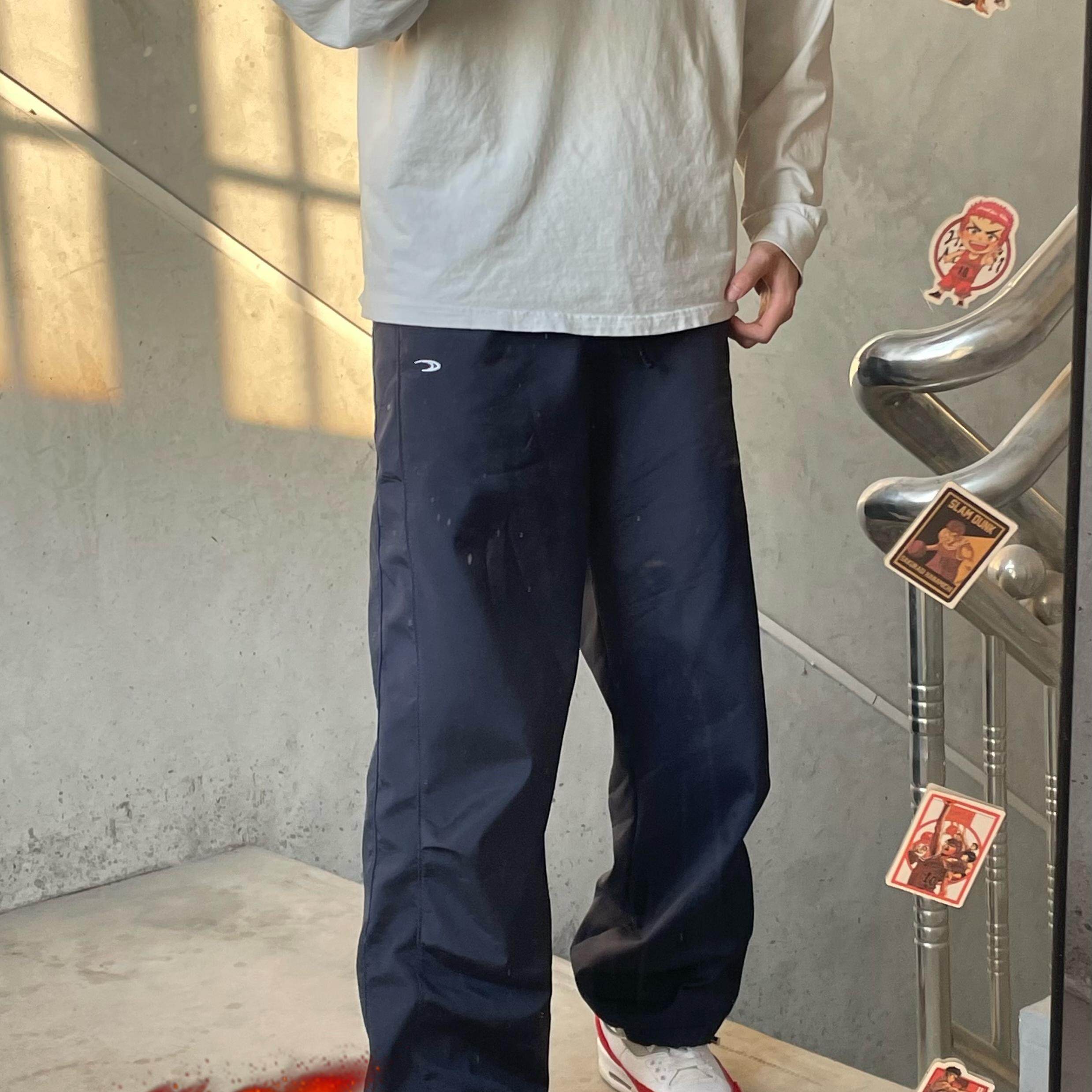 美式复古藏青色三防冲锋裤男春秋季宽松休闲伞兵工装户外登山裤子