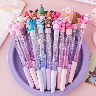 网红流沙笔卡通萌系创意小清新黑笔学生可爱韩版少女心个性中性笔