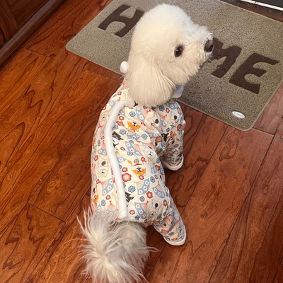 全包厚款狗狗衣服秋冬款加厚包肚子泰迪比熊四脚裤比熊四脚衣加绒