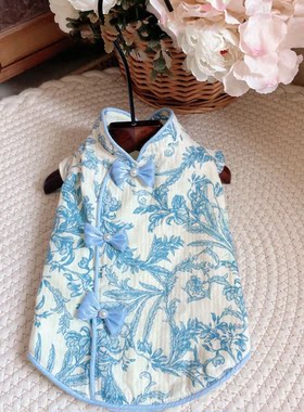 春夏薄款国风宠物新中式旗袍猫狗衣服玛尔济斯约克夏俏皮洋气背心
