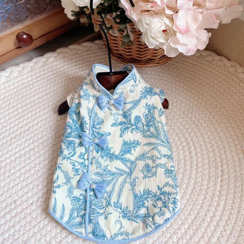 春夏薄款国风宠物新中式旗袍猫狗衣服玛尔济斯约克夏俏皮洋气背心