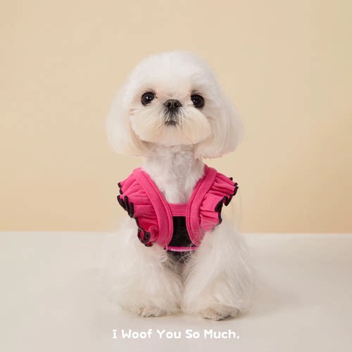 甜酷芭比风飞袖狗狗吊带背心春夏小众甜心辣妹马尔济斯约克夏比