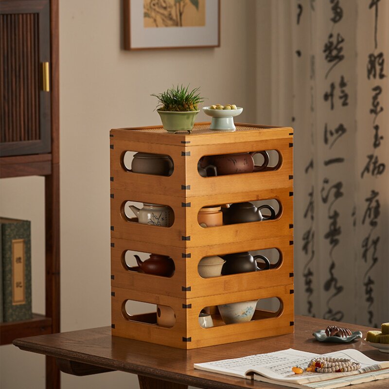 文玩收纳盒竹制茶具竹编玲珑盒乾隆百宝箱茶柜茶台置物架桌收纳架