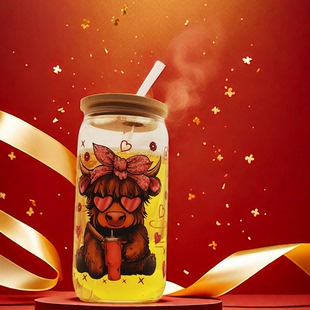 玻璃可乐杯水杯玻璃杯吸管冷饮杯网红柠檬杯家用果汁可乐奶茶杯子