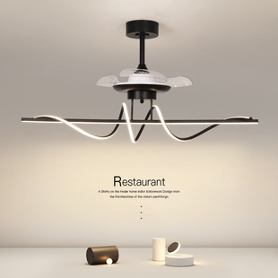 合悦餐厅吊扇灯2025新款风扇灯长体吊灯吊扇灯条餐桌电扇灯家用一